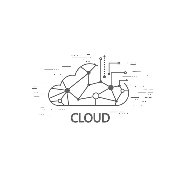 Cloud computing thin flat design — Stock Vector