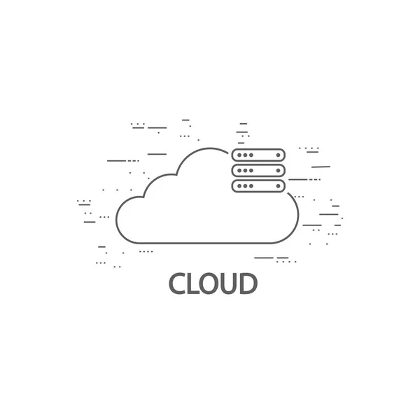 Cloud computing thin flat design — Stock Vector