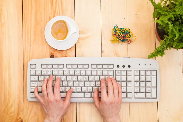 Manos en el teclado — Foto de Stock