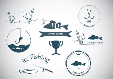 Fishing labels  and design elements clipart
