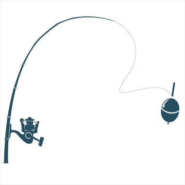 Fishing rod on the white backdrop. clipart