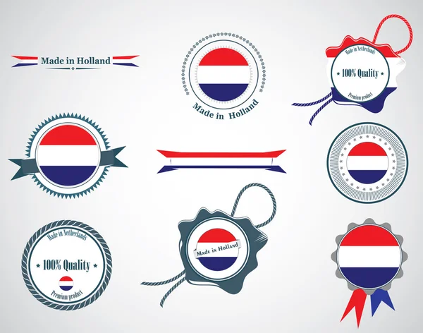 Hecho en Holanda - conjunto de sellos, insignias . — Vector de stock