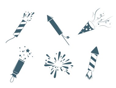 Poppers and fireworks set clipart