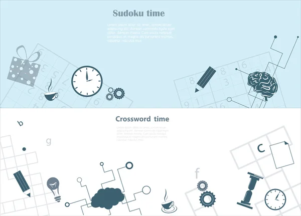 クロスワード パズルと数独の背景 — ストックベクタ