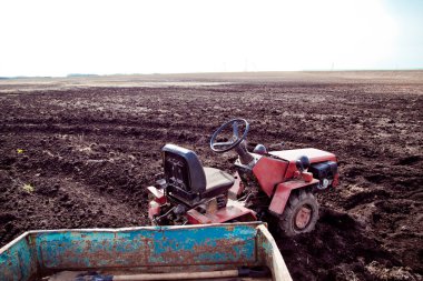 Küçük traktör bir alan bahar