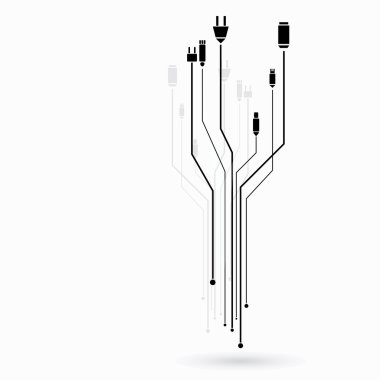 Different connection plugs and wires  clipart