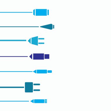 Different connection plugs and wires  clipart