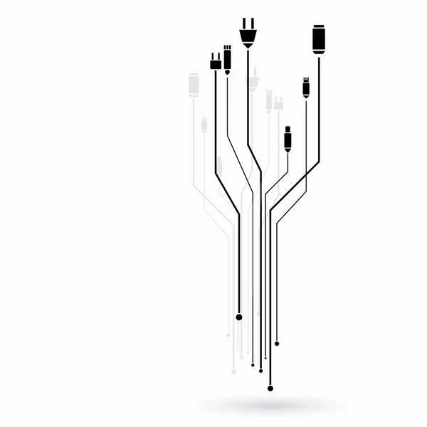 Verschillende verbinding stekkers en draden — Stockvector