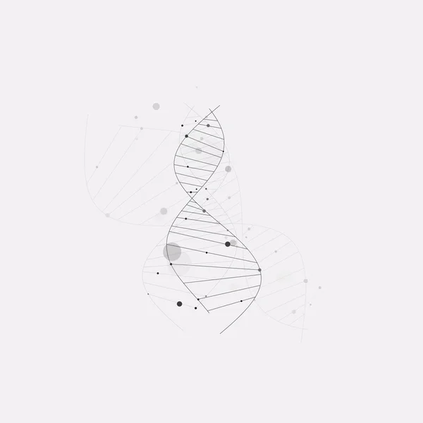 DNA se znaménkem na šedém pozadí. — Stockový vektor