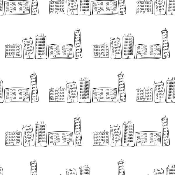 Ciudad de las casas dibujada a mano — Vector de stock