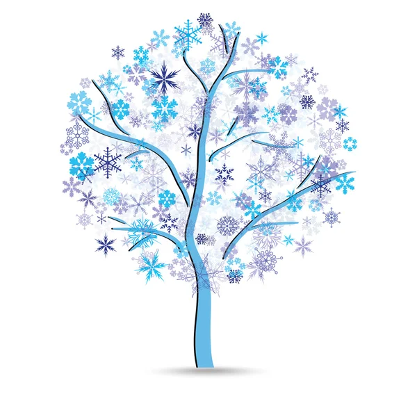 Дерево со снежинками — стоковый вектор