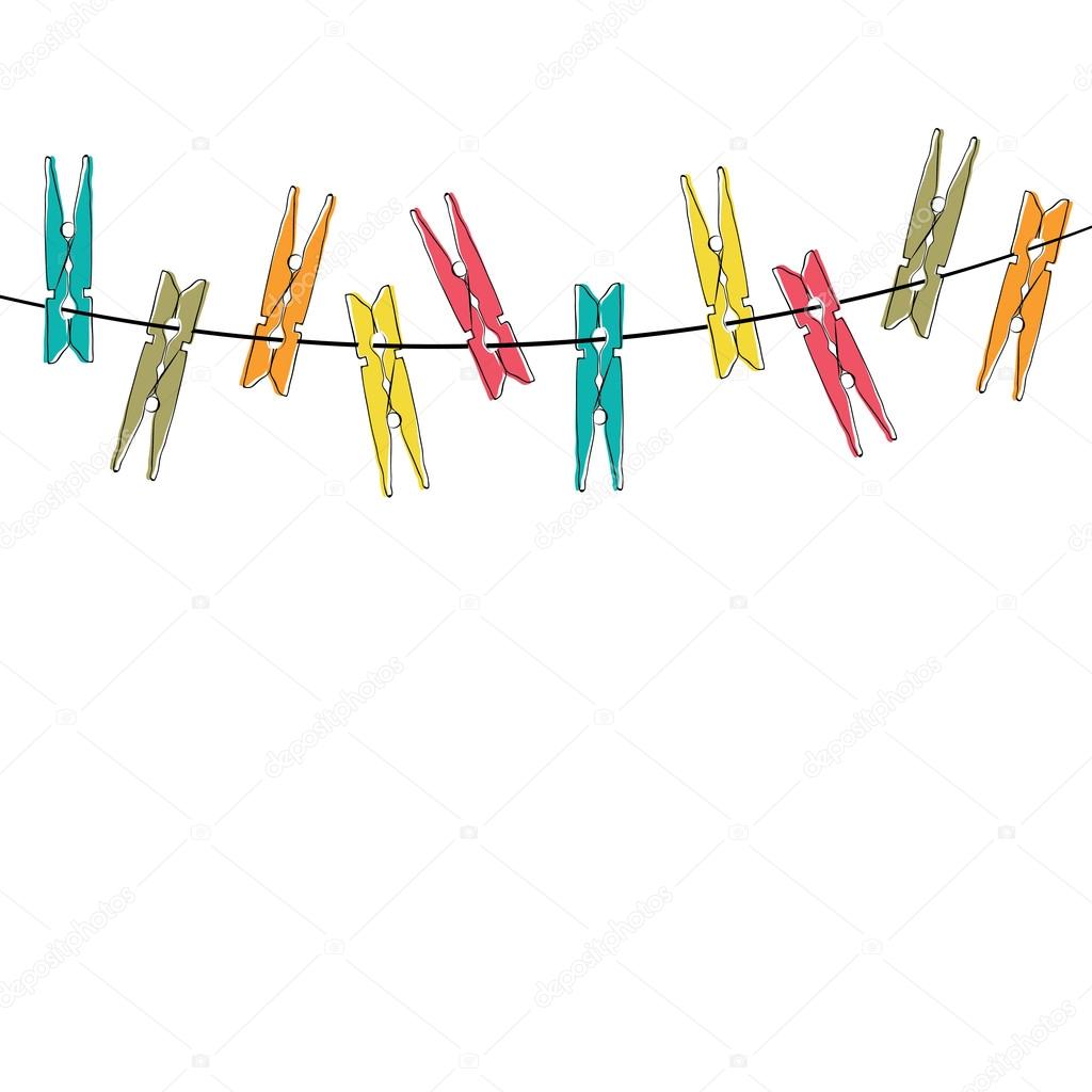 Colorful cartoon clothespins