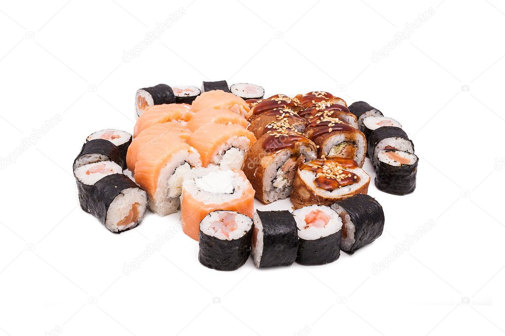 Sushi on the white background