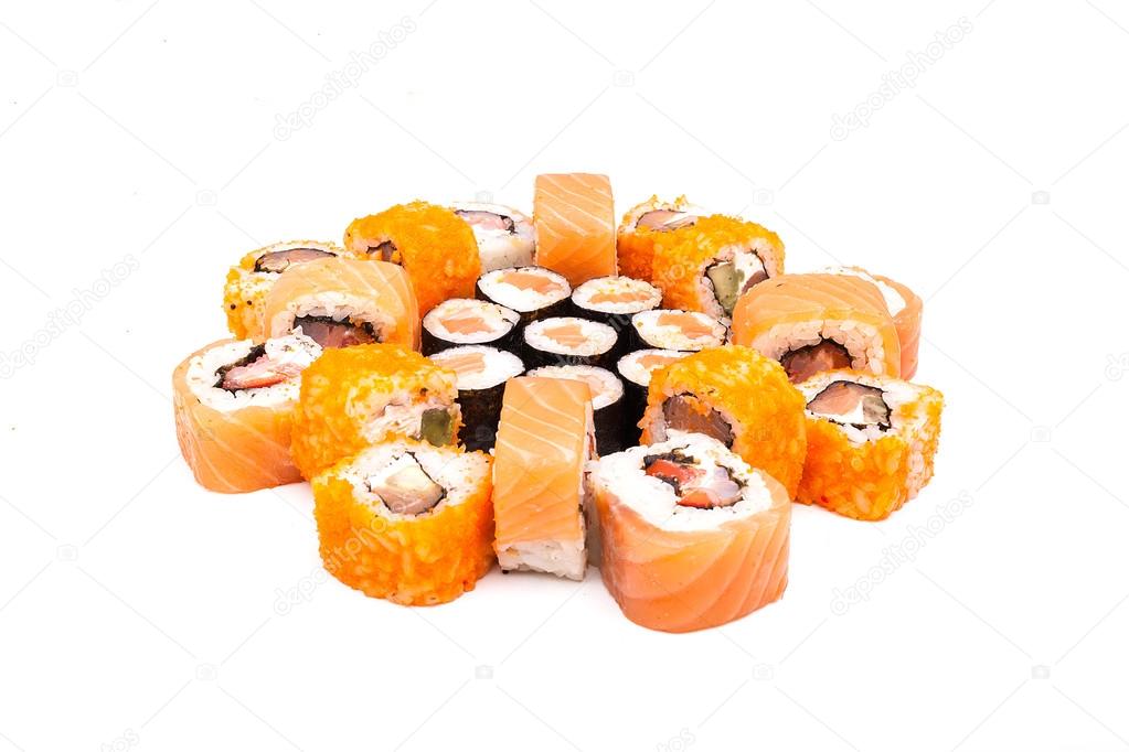 Sushi on the white background