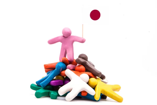 Plasticine human with Japaneese flag — Stock Photo, Image