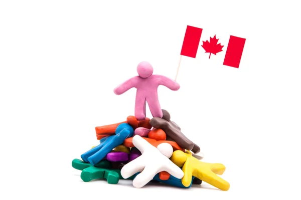 Plasticine man with the Canadian flag — Stock Photo, Image