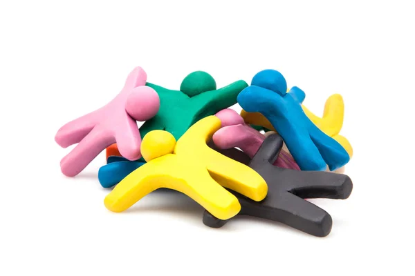 Grupo de multidão de plasticina colorida — Fotografia de Stock