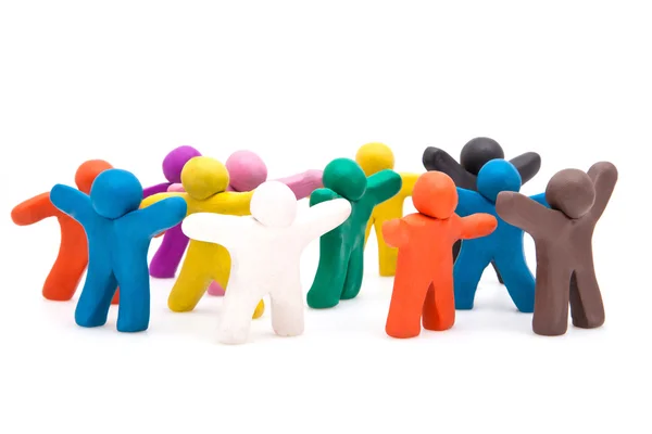 Crowd group of colourful plasticine — Stock Photo, Image