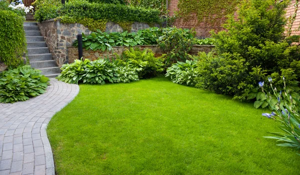 Sentiero giardino con erba — Foto Stock