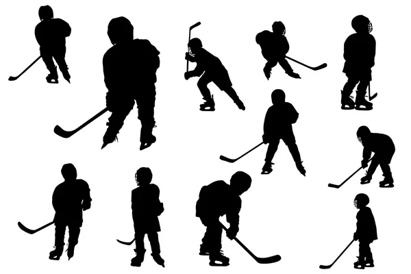 Collage van silhouetten hockeyspelers — Stockfoto