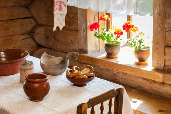 Interior of old rural wooden house — Stock Photo, Image