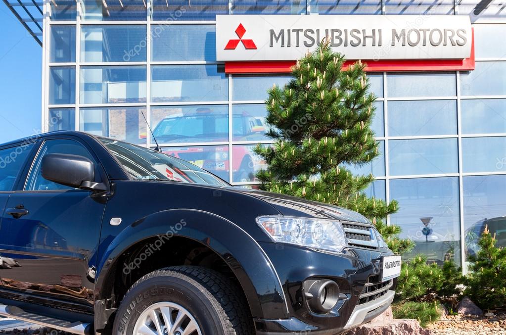SAMARA, RUSSIA - MAY 14, 2016: New car Mitsubishi Pajero Sport parked up near the office of official dealer Mitsubishi. Mitsubishi Motors Corporation is a multinational automotive manufacturer