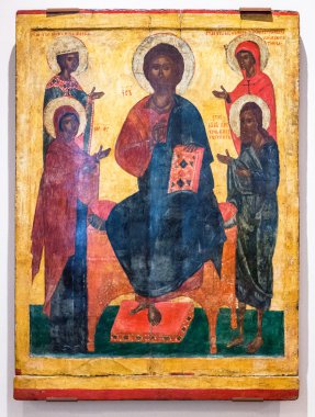 Antika Rus Ortodoks simgesi. Deesis St. Barbara ve S