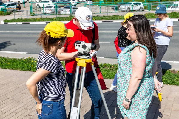 Samara Russia Giugno 2019 Gli Studenti Conducono Lezioni Opere Geodetiche — Foto Stock