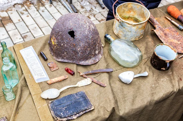 Old Rusty Ammunition Personal Belongings Soldiers Soviet Army Second World — Stock Photo, Image