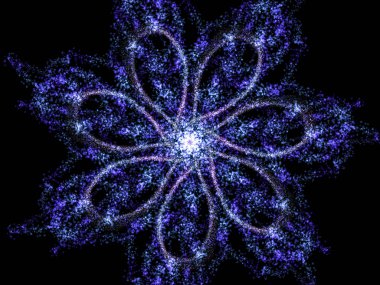 Siyah arkaplan üzerinde soyut fraktal desen. Parlayan neon deseni