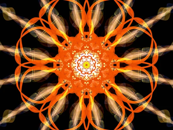 Siyah arkaplan üzerinde soyut fraktal desen. Parlayan neon deseni