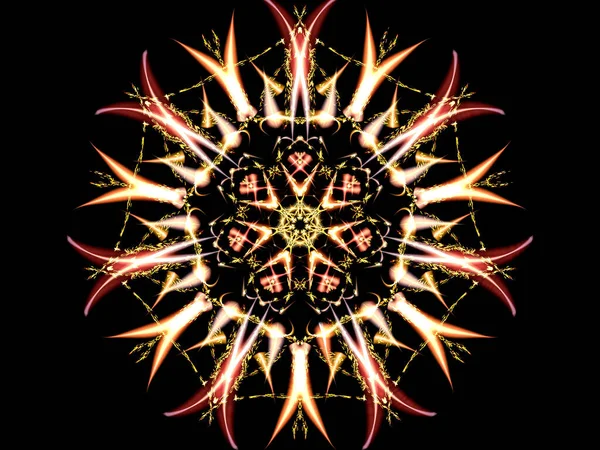 Абстрактный Фрактальный Красочный Узор Черном Фоне Светящийся Неоновый Узор — стоковое фото