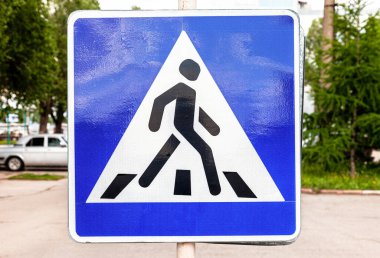 Yaya geçidi trafik uyarısı mavi ile, kapatın.