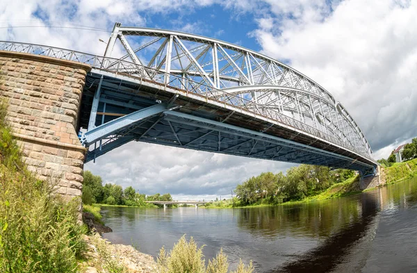 Rusya Ilki Fisheye Manzaralı Yaz Günü Msta Nehri Boyunca Çelik — Stok fotoğraf