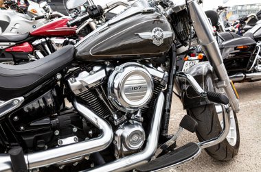 Samara, Rusya - 18 Mayıs 2019: Harley Davidson motosikletleri