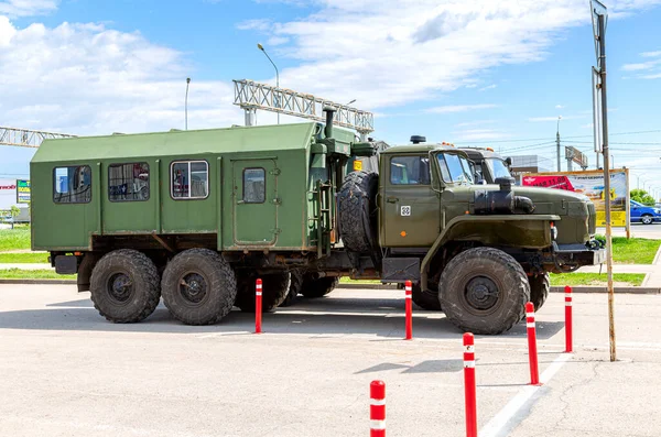 Samara Rusya Mayıs 2019 Yeşil Rus Askeri Kamyonu Ural 4320 — Stok fotoğraf