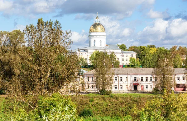 Pohled Ortodoxní Katedrálu Trojice Letním Dni Ruském Boroviči Royalty Free Stock Obrázky