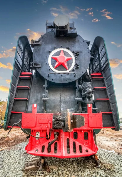 Retro Soviet Steam Locomotive Red Star — Stock Photo, Image