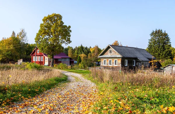 Typisch Klein Dorpje Centraal Rusland Zonnige Herfstdag — Stockfoto