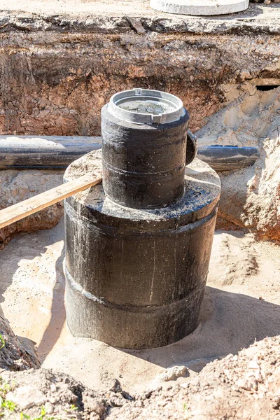 Repair Replacement Underground Communications City Street Replacement Pipes Heating Main — Stock Photo, Image