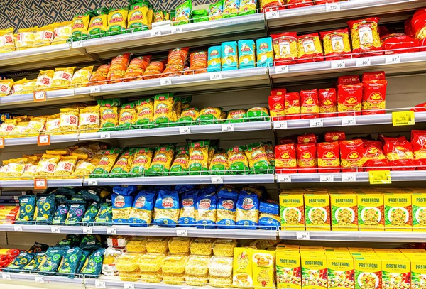 Samara Rusland Mei 2021 Verkoop Van Pasta Een Keten Supermarkt — Stockfoto