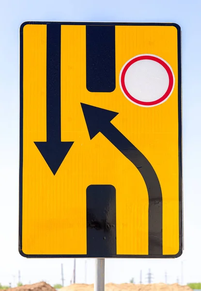 Warning Road Sign Blue Sky — Stock Photo, Image