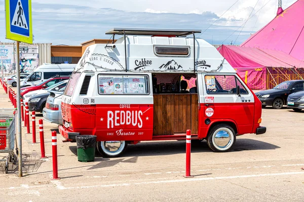 Samara Russia May 2021 Red Cozy Mobile Coffee Van Small — Foto Stock