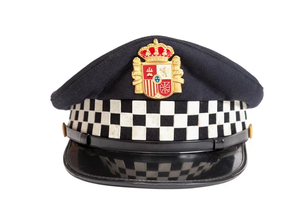 흰색 바탕에 스페인 경찰관의 정점된 모자 — 스톡 사진