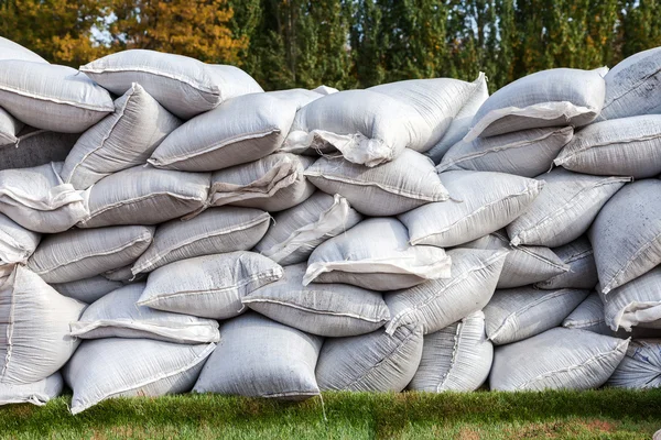 Sandbags for flood defense or military use — Stock Photo, Image