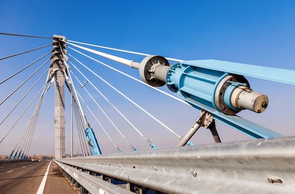 Kirovsky cable bridge through Samara River, Russia — Stock Photo, Image