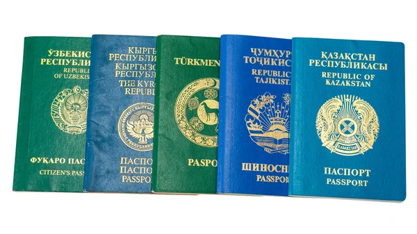 Passaporti stranieri diversi su sfondo bianco — Foto Stock
