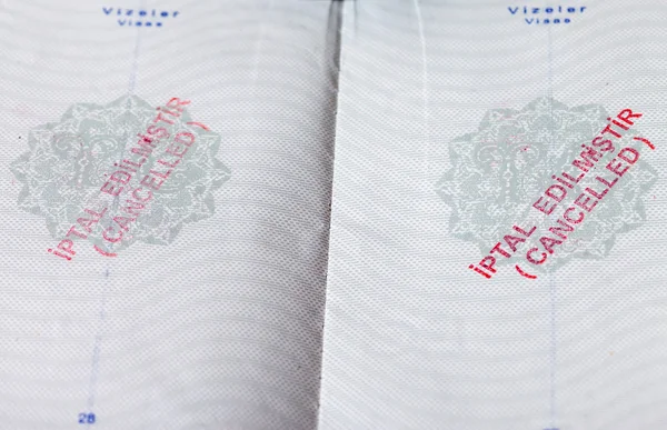 Pages for visa marks in the Turkish cancelled passport — Stock Photo, Image