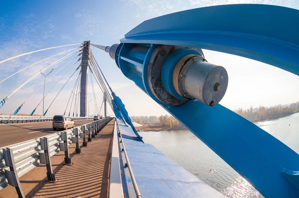 Kirovsky cable bridge across the Samara river — Stock Photo, Image