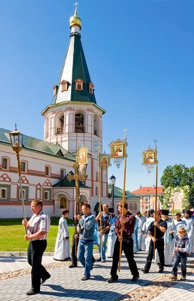 The annual sacred religious procession of Icon of Our Lady of Iv — Stock Photo, Image